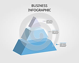 pyramid chart template for infographic for presentation for 3 element