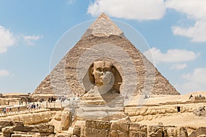 The pyramid of Chephren and the Great Sphinx of Giza, Egypt