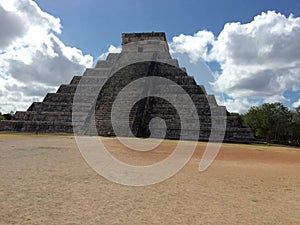Pyramid at Chichen Itza Mexico in Spring framed by