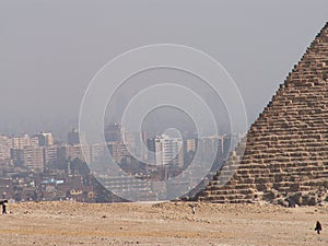 Pyramid, city, old and modern, Kairo