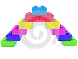 Pyramid of colorful toy bricks.3d illustration