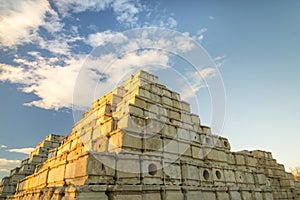 Pyramid of concrete blocks