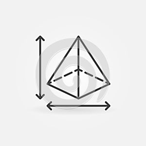 Pyramid Dimensions vector concept outline icon or sign