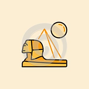 Pyramid and Egyptian Sphinx vector Egypt Landscape creative icon