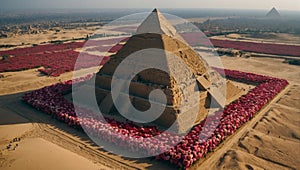 the pyramid giza in egypt is filled with billions of roses