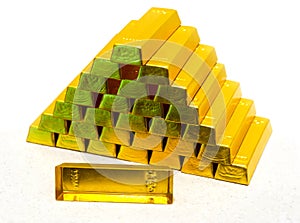 Pyramid from gold bullions photo