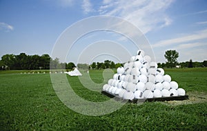 Pyramid of Golf Balls on the Practice Tee