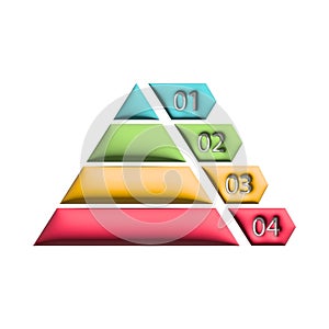 Pyramid infographic 3D. Triangle hierarchy data segments.