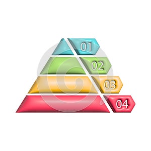 Pyramid infographic 3D. Triangle hierarchy data segments.