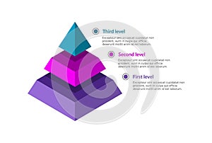 Pyramid infographic 3D. Abstract business triangle graph. photo