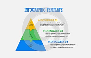 Pyramid Infographic Template with 3 Business Options. Creative Concept for Workflow Layout, Diagrams, Business Steps, Banners, and