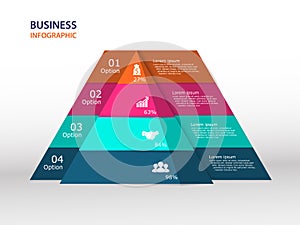 Pyramid infographic template with 4 elements. illustratio