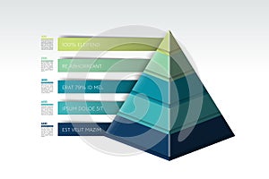 Pyramid infographic, triangle chart, scheme, diagram, template.