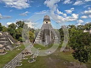 Pyramid of the Jaguar in the national most important Mayan city of Tikal Park, Guatemala