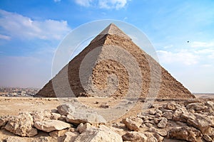 The pyramid of Khafre day blue sky photo