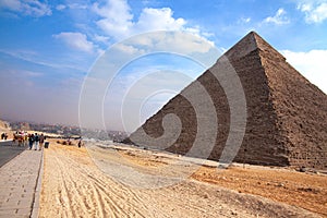 The pyramid of Khafre day blue sky photo