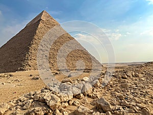 The pyramid of Khafre day blue sky photo