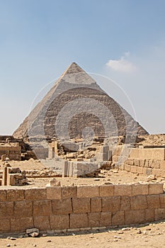 Pyramid of Khafre of Chephren is the second tallest of the Ancient Egyptian Pyramids of Giza and the tomb of pharaoh Khafre