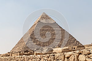 Pyramid of Khafre of Chephren is the second tallest of the Ancient Egyptian Pyramids of Giza and the tomb of pharaoh Khafre