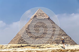 The Pyramid of Khafre or of Chephren, is the second-tallest and second-largest of the Ancient Egyptian Pyramids of Giza and the