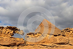 Pyramid of Khafre or of Chephren is second-tallest and second-largest of the Ancient Egyptian Pyramids of Giza