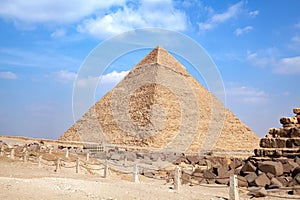 The pyramid of Khafre day blue sky photo