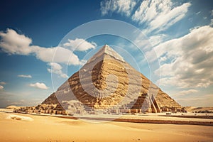 Pyramid of Khafre in Giza, Cairo, Egypt, The Great Pyramid of Khafre or Pyramid of Khafre in Giza, Egypt, AI Generated