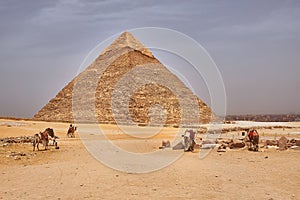 The Pyramid of Khafre - Pyramid of Chephren, Giza Plateau, Cairo, Egypt