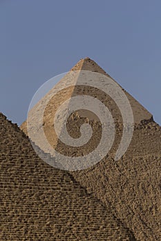 pyramid of Khafre standing behind Great pyramid in Giza