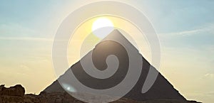 The pyramid of Khafre Sunset photo