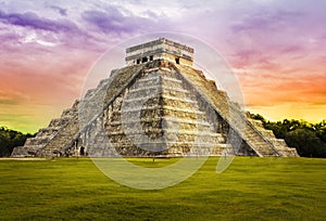 Pyramid Kukulkan temple. Chichen Itza. Mexico.