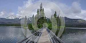 Pyramid lake island in Jasper national park.