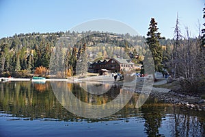 Pyramid Lake in Jasper national Park in autumn season