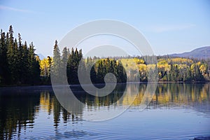 Pyramid Lake in Jasper national Park in autumn season