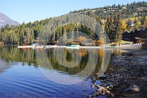 Pyramid Lake in Jasper national Park in autumn season