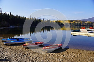 Pyramid Lake in Jasper national Park in autumn season