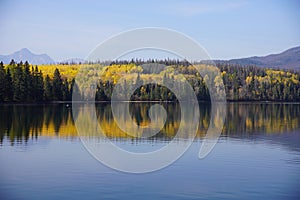 Pyramid Lake in Jasper national Park in autumn season