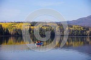 Pyramid Lake in Jasper national Park in autumn season