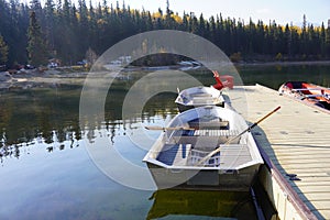 Pyramid Lake in Jasper national Park in autumn season