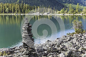 Pyramid on lake shore