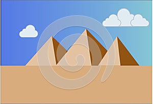 Pyramid landscape bright blue sky.vector illustration.