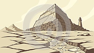 Pyramid and Lighthouse in Desert, Iconic Landmarks, vector design Generative AI