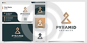 Pyramid logo with bold infinity style and business card design template, alpha, pyramid, infinity, Premium Vector