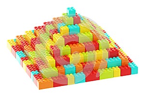Pyramid made of toy construction bricks