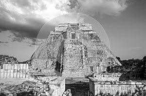 Pyramid of the Magician - Piramide del adivino - in ancient Mayan city Uxmal photo