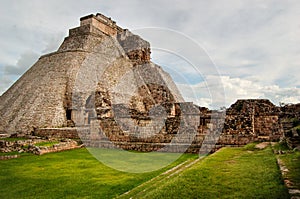 Pyramid of the Magician ruins in Uxmal photo