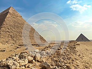The pyramid of Menkaure day blue sky photo