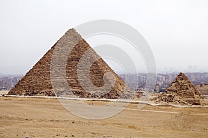 The pyramid of Menkaure at the Giza Pyramid Complex in Giza, Egypt