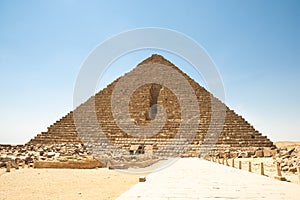 The Pyramid of Menkaure is the smallest of the three main Pyramids of Giza, located on the Giza Plateau