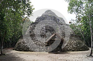 The pyramid in Mexico. The ruins of the ancient city of Coba on the Yucatan Peninsula, located in the Mexican state of Quintana Ro